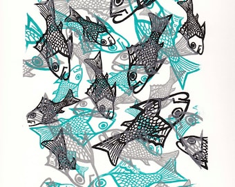 Fish Print, from original Gocco Print 11x14