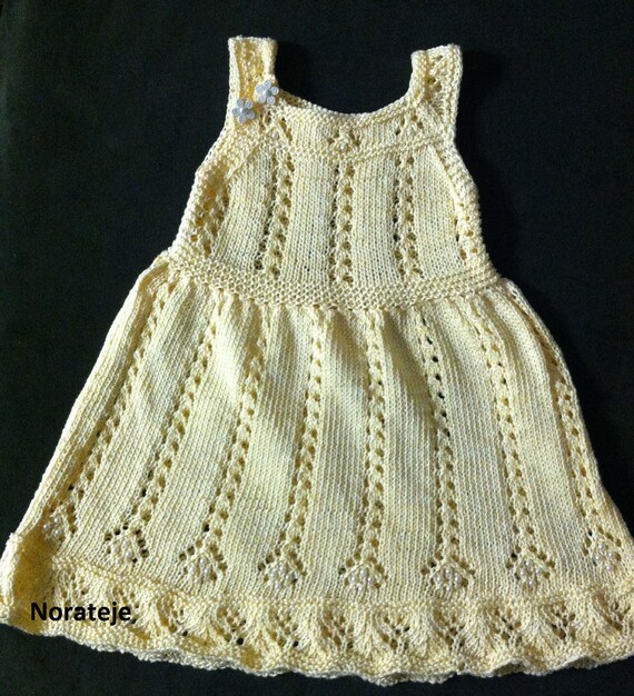 Baby summer dress in yellow knitting pattern