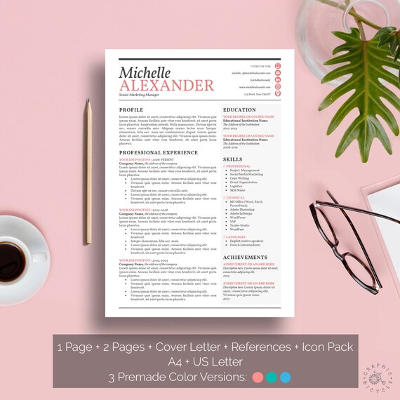 resume template feminine design creative resume template word