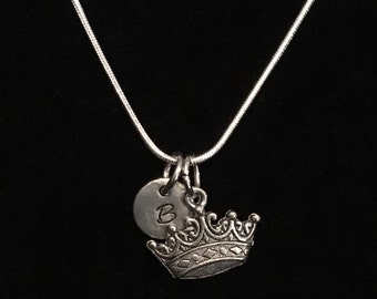 Crown Sterling Silver Necklace, Queen Sterling Silver Necklace, Royalty Necklace qb127