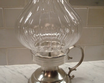 Vintage Frieling Zinn Glass & Pewter Candle Holder Lantern - Excellent!!