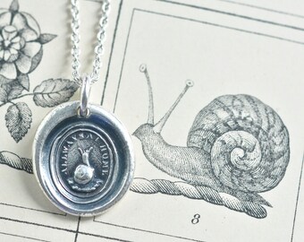 snail wax seal necklace ... allways at home - fine silver antique wax seal jewelry