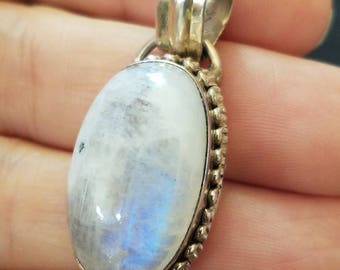 Moonstone Sterling Silver Pendant /Rainbow Moonstone Pendant / Moonstone Necklace / Moonstone Jewelry / Boho Pendant / Gift for Her