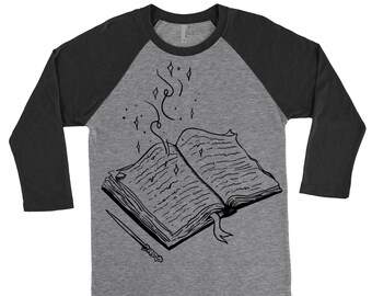 Youth* Harry Potter Magic Book / Youth 3/4 Sleeve Shirt / Magical Wizard Spell Book