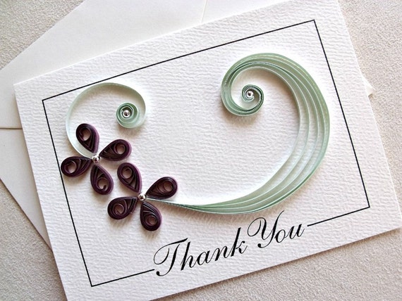 handmade paper quilled thank you card