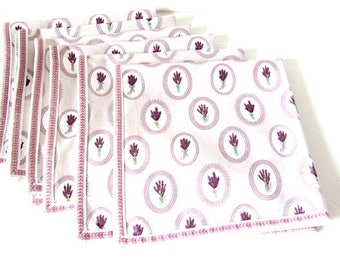 Vintage 6 Napkins, Vintage linens, dinner napkins, lilac napkins, afternoon tea, French napkins, French country, country kitchen linen,