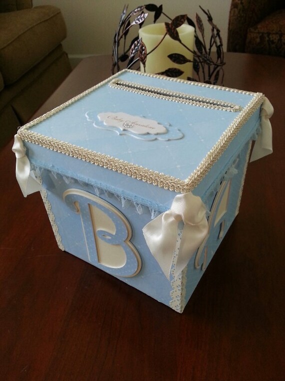 Items Similar To Blue And Cream BABY Money Card Box Gift Card Box 