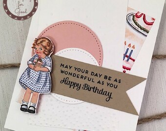 Pretty Birthday Handmade Greeting Card - Stampin' Up Birthday Memories Girl