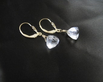 Natural Quartz Earrings, Crystal Earrings, Simple Leverback Earrings, Modern Earrings, Ice Cube Earrings