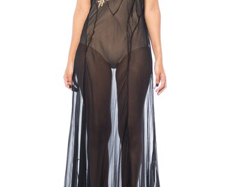 1930s Backless Negligee In Sheer Silk And Lace