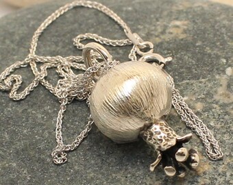 Handmade "Pomegranate" Necklace of sterling silver with sterling silver chain