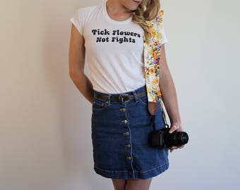 BEST SELLER - Vintage Floral Print Scarf Camera Strap, Cross Body Strap, Silver Clasps or Nylon Ends, Customizable Camera Strap