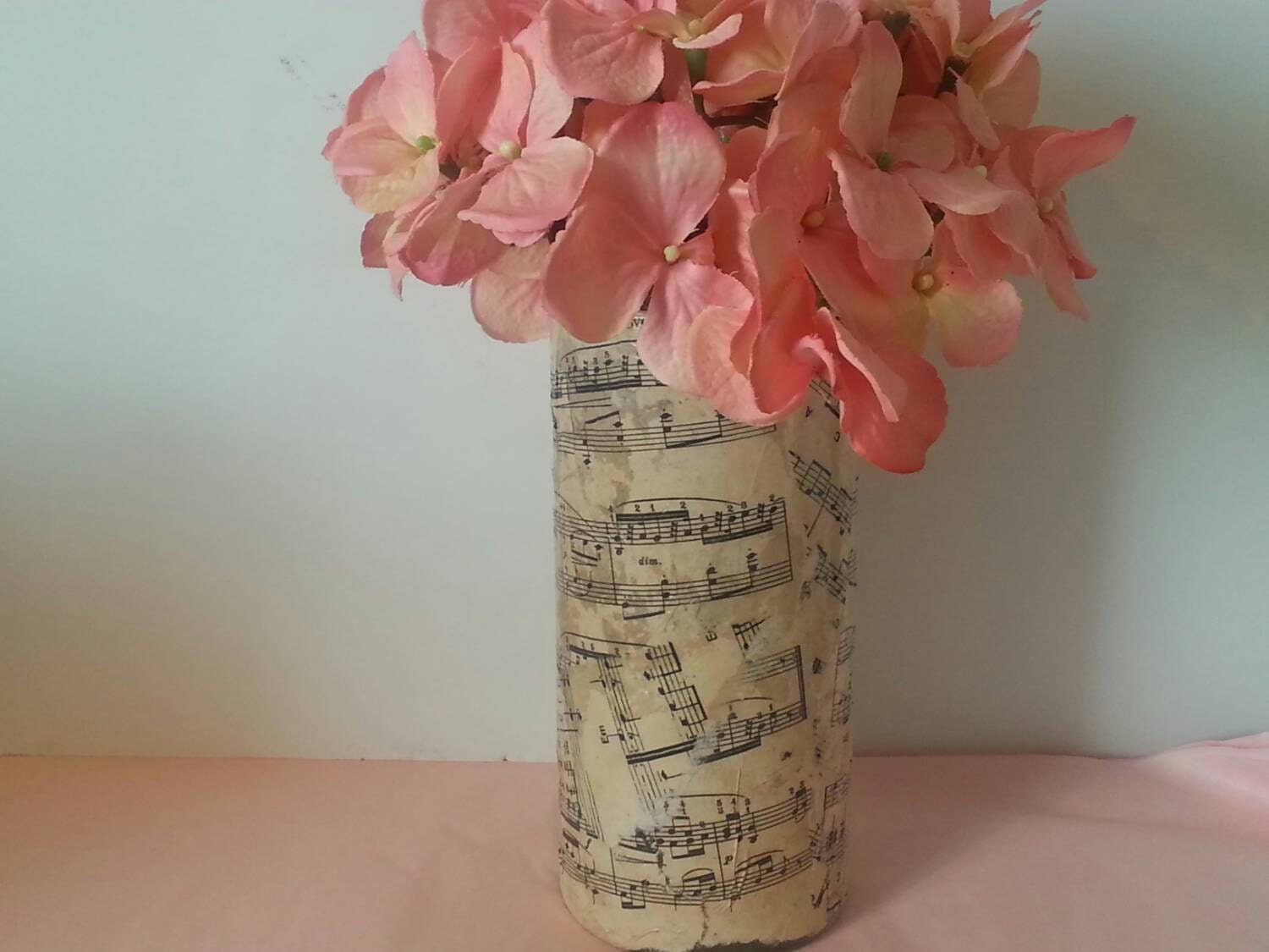 Tall Cylinder Sheet Music Vase Candle Holder Music Note
