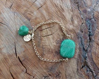 Russian Amazonite and Gold Bracelet