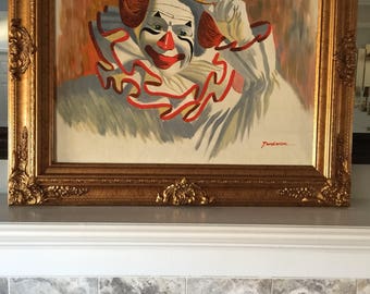Clown painting/ clowns/ Vintage oil painting / clown painting/ clowns/ vintage clowns