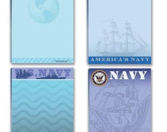 Navy Notepads - 4 Assorted USN Note Pads - Fun United State Navy Notepads - Military - Armed Forces - 628
