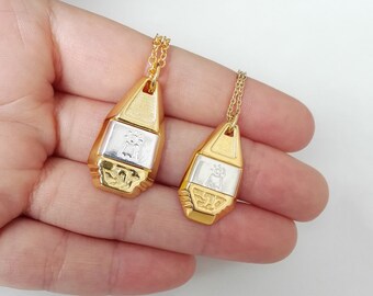 Digimon Crest Tag Necklace made of pure S925 silver and plated with 24k gold