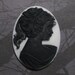 40x30mm Cameo - Black/White - Girl with Ponytail - 1pc : sku 05.21.11.10 - K23