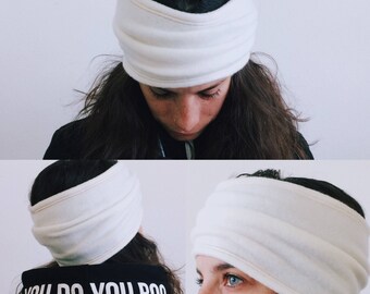 White Headband | Dreadband, Hair Tube, Dread Sock, Loc Wrap, Wide Band | Dreadlock, Updo, Hair Wrap, White, Fleece | Eco Friendly Headband
