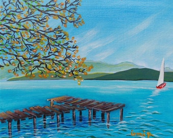 Sailing original acrylic Painting 10x12 on canvas
