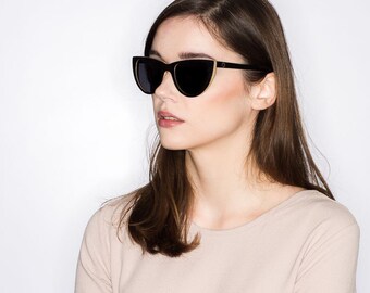 Wooden Cat Eye Sunglasses, Black Maple Wood Sunglasses, Birch Wood Polarized Sunglasses | Sunglasses For Women | Womens Sunglasses