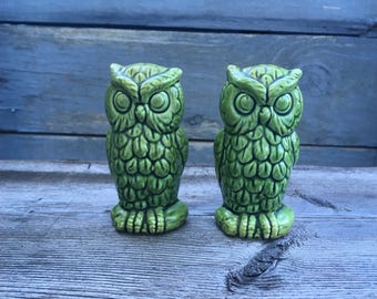 Green Owl Salt & Pepper Shakers