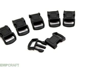 Black Paracord Buckles, 6pc, 12mm Bracelet Buckle, Side Release