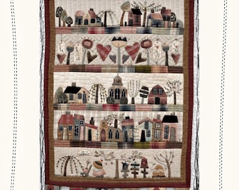 The Fairytale Cottages - wall hanging quilt PAPER / PHYSICAL pattern by MJJ, Quilt pattern
