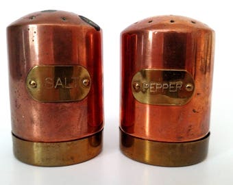 Brass And Copper Salt & Pepper Shaker Set