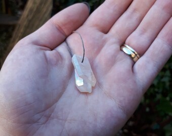Crystal necklace, crystal jewelry, angel aura quartz, quartz pendant, crystal pendant, quartz necklace, angel aura necklace, white quartz