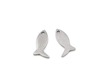 Tiny fish charms stainless steel hypoallergenic charms 10pcs
