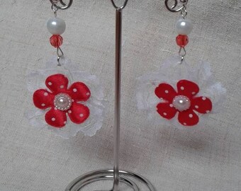 red flower earrings