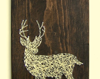 White Tailed Deer Silhouette - Modern String Art Tablet