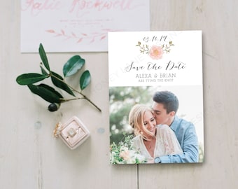 Personalised Printable Card, Save the Date Card, Alexa Collection, PDF