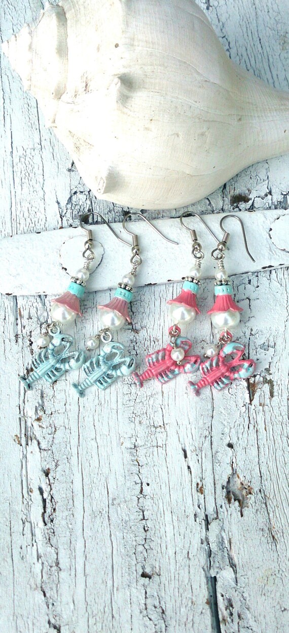 Pearl Lobster Earrings Lobster Jewelry Beach EaRrings BeAch