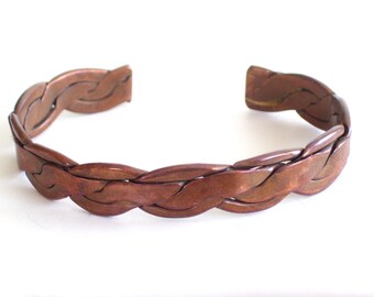 Copper Cuff Bracelet, Vintage Copper Cuff, Copper Bracelet, Chunky Vintage Copper Braid Cuff Bracelet, Twist Braid Cuff, The Copper Cat