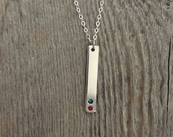 Custom Birthstone Necklace for Mom, Bridesmaid Necklace, Birthstone Jewelry, Bar Birthstone Necklace, Pendant Birthstone Necklace