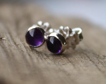 Tiny Amethyst Earrings Studs