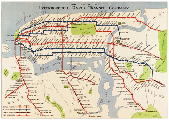 new york map manhattan subway map vintage