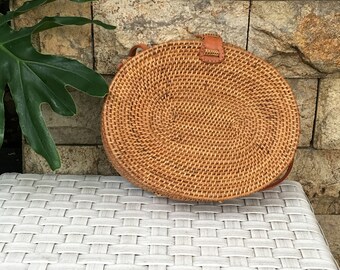 Rattan Bag, Bali Rattan Bag, Bali bag, Oval Rattan Bag, Straw Bag, Ata Woven Bag, Summer Bag
