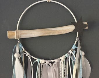Blue grey white Driftwood Dreamcatcher