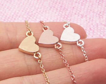 Dainty Heart Bracelet in Gold/Silver/Rose Gold BB550
