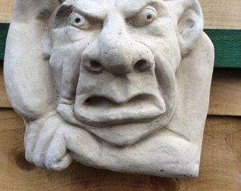 Stone gargoyle wall plaque garden ornament