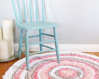 Round Rag Rug | Custom Rug | Girl Nursery Decor | Girl Nursery Rug | Crochet Rag Rug