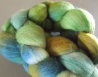 Handdyed Roving Wool Spinning Felting 2.6oz Merino Handspinning Felting Fiber Aspenmoonarts WM1 Green Blue