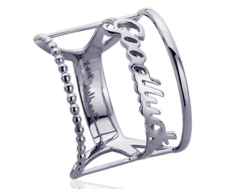 Women 11mm 14K White Gold Good Luck Knuckle Ring Band / Gift Box(DERING380WG)