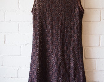 Vintage Sportsgirl Brown Lace Dress 90s with tag on Size S