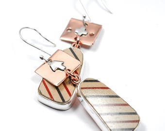 Mata Ortiz Copper & Silver Lines Earrings