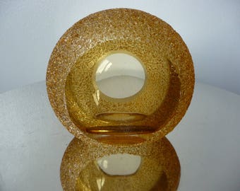 Vintage Retro Textured Amber Glass Tea Light Candle Holder Dreamlight Germany