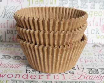 250 BULK Kraft Brown Unbleached Cupcake Liners, Natural Unbleached Kraft Brown Baking Cups, Natural Kraft Brown Cupcake Liners